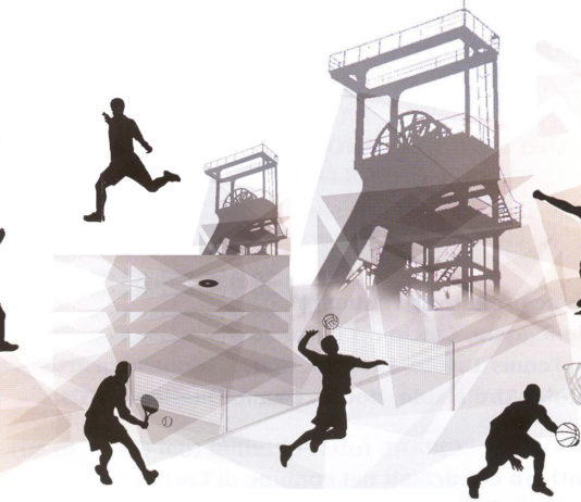 Le Carboniadi: quale rione cittadino vincerà la sfida olimpionica? Copertina Carboniadi con torri e sportivi